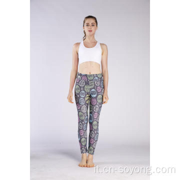 Leggings da yoga stampati elastici da donna